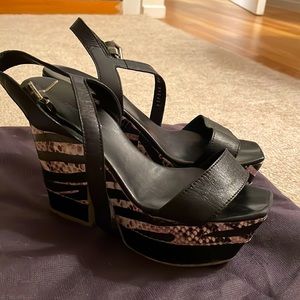 Emporio Armani Animal Print Wedge Sandals size 36